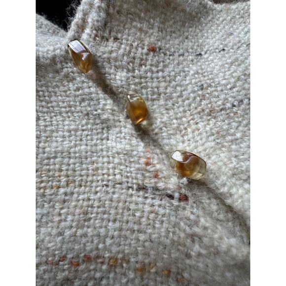 Handwoven by Gretchen one of one top shoulder button close tan cream size S - Picture 9 of 16